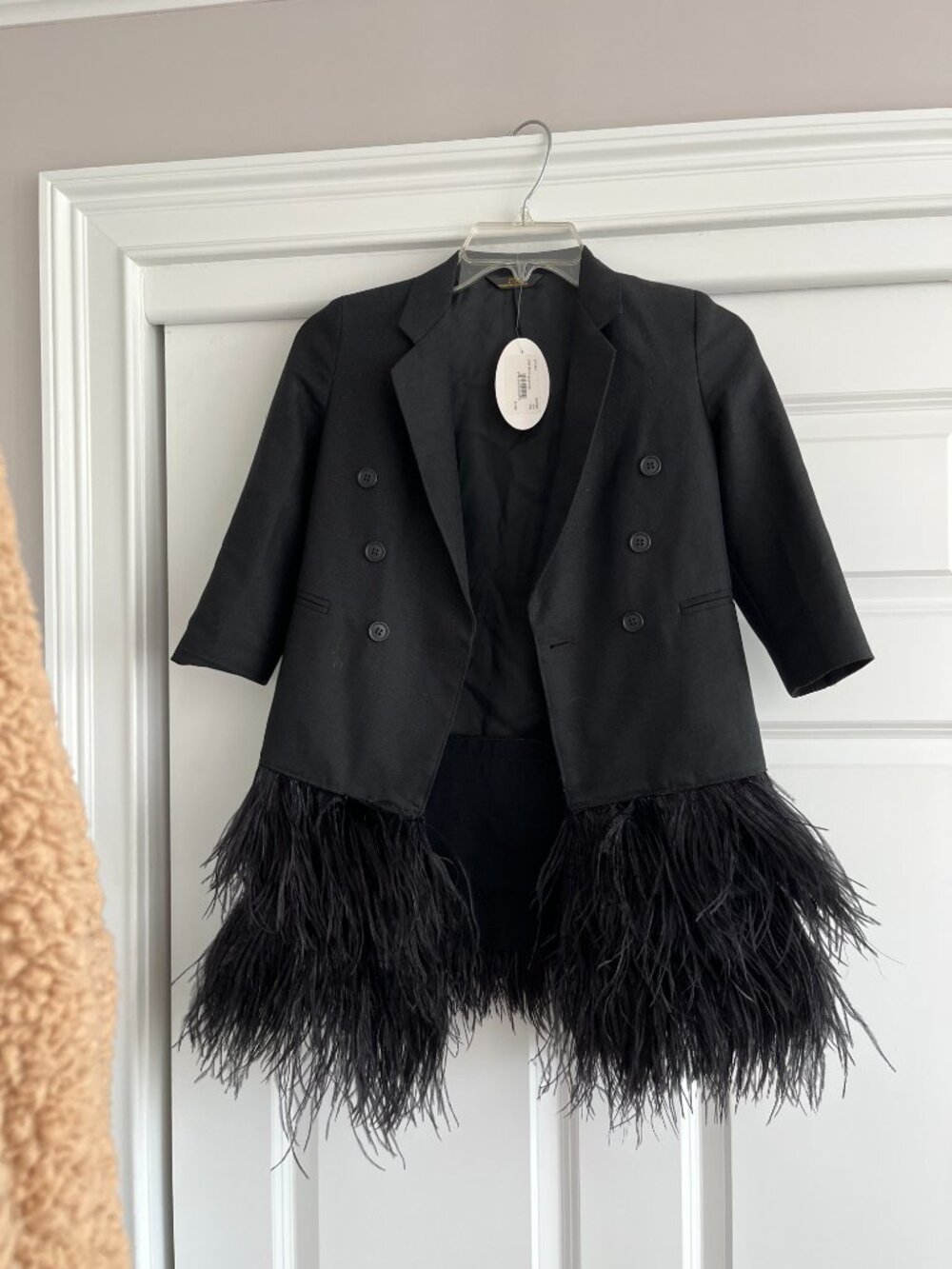 Fun Black Blazer with Feather Detail - NWT